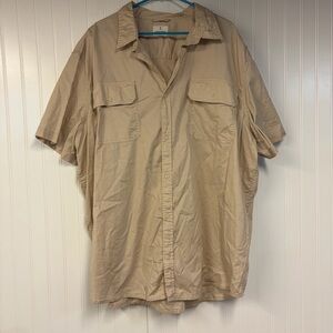 Mutual Weave Light Khaki Short Sleeve Button-Up Shirt 3XL